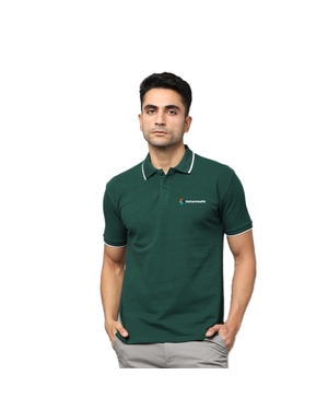 Greys & Blues Pima Polo T-Shirt - Green With White Tipping